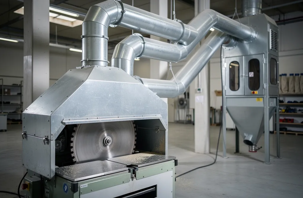 Capotage et réseau d’aspiration pour dépoussiérage industriel